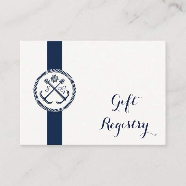 Anchor Monogram, Nautical Bröllop Gift-registret Tilläggskort (Framsida)