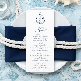 Anchor Monogram Nautical Bröllop Meny