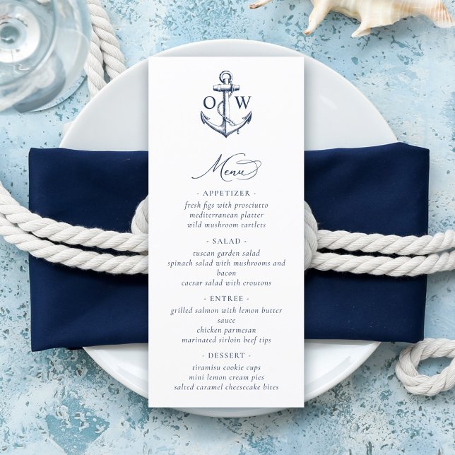 Anchor Monogram Nautical Bröllop Meny (Skapare uppladdad)