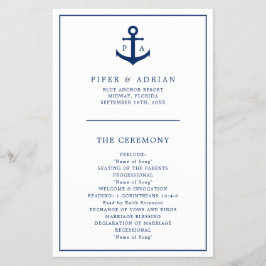 Anchor Monogram Nautical Budget Bröllopsprogram