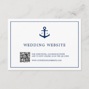 Anchor Monogram QR Code Nautical Website Bröllop Tilläggskort
