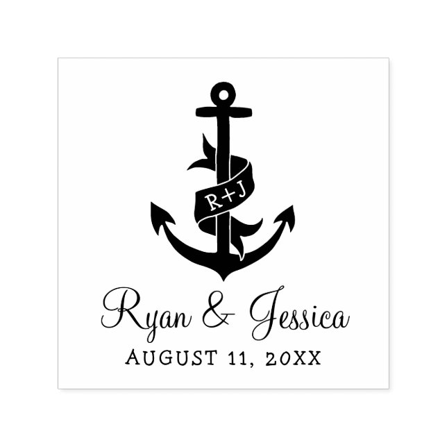 Anchor Monogram Wedding Stamp Självfärgande Stämpel (Design)