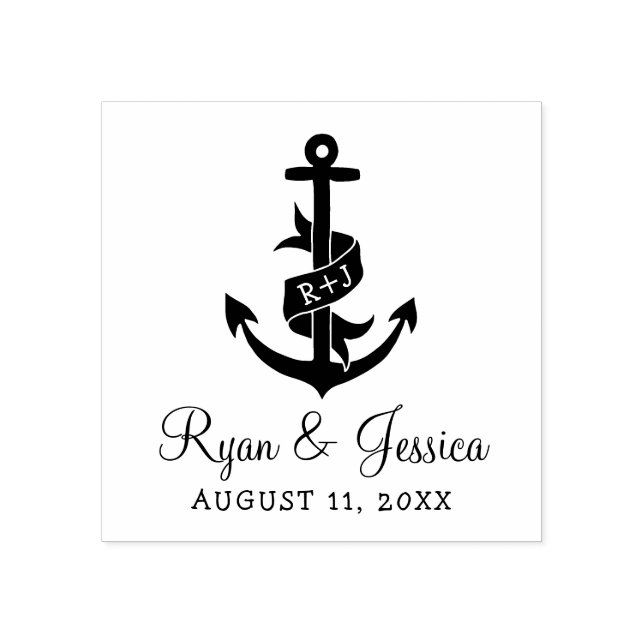 Anchor Monogram Wedding Stamp Stämpel (Tryck)