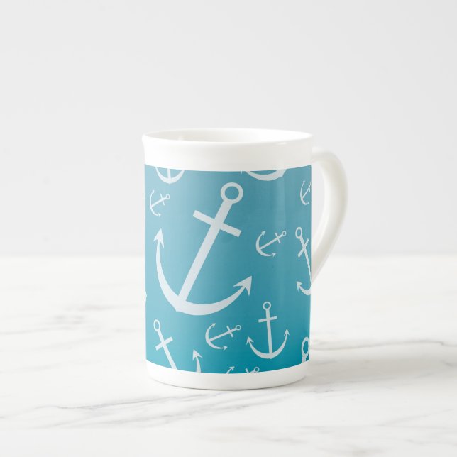 Anchor mönster benporslin mugg (Framsida höger)