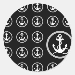 Anchor Mönster Runt Klistermärke