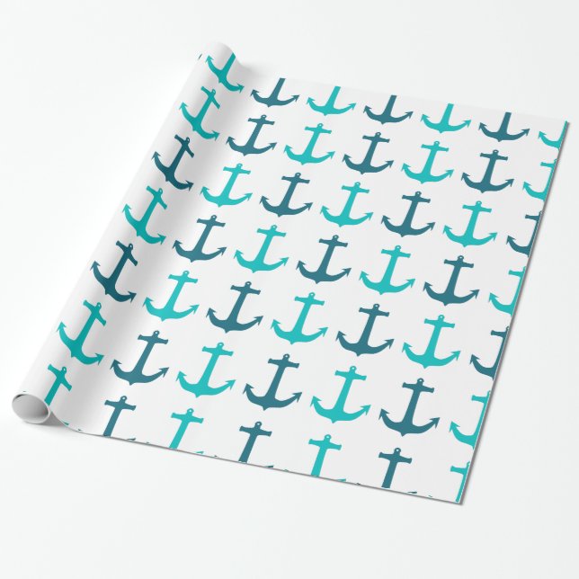 Anchor Mönster Wrapping Papper Presentpapper (Utrullad)