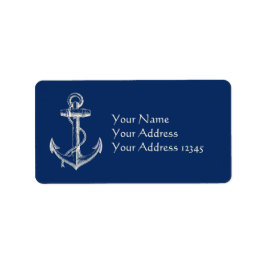 Anchor Nautical Address Label Gift Navy Blue White Adressetikett