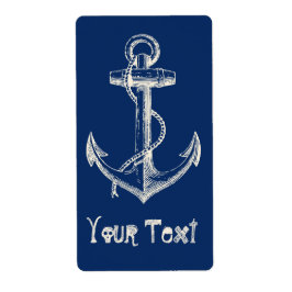 Anchor Nautical Anpassningsbar Label Gift Navy Blu Fraktsedel