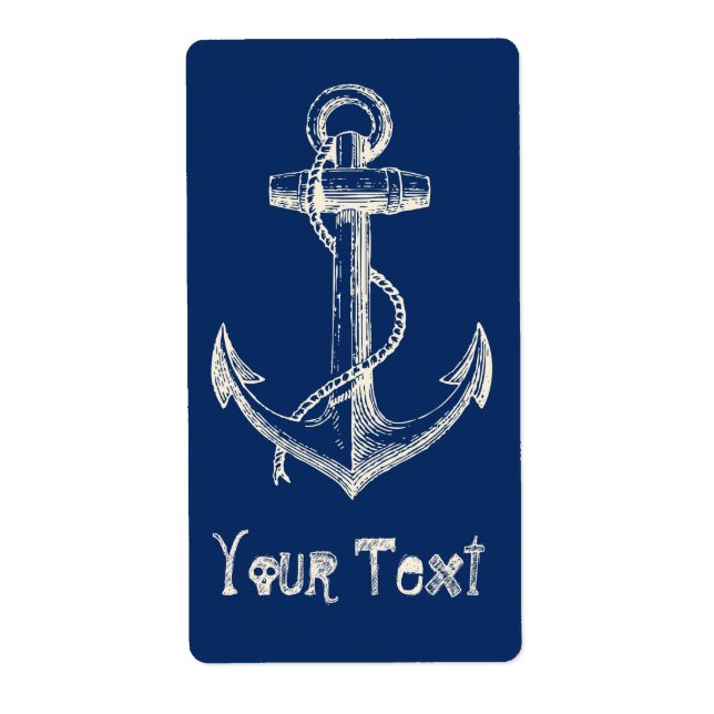Anchor Nautical Anpassningsbar Label Gift Navy Blu Fraktsedel (Framsidan)