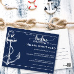 Anchor Nautical Baby Shower Inbjudan Navy vycard<br><div class="desc">Nautiskt ankarduschkort för babydusch.</div>