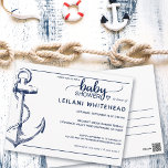 Anchor Nautical Baby Shower Inbjudan White vycard<br><div class="desc">Nautiskt ankarduschkort för babydusch.</div>