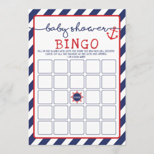Anchor Nautical Bingo Baby Shower Game Ahoy Boy Inbjudningar