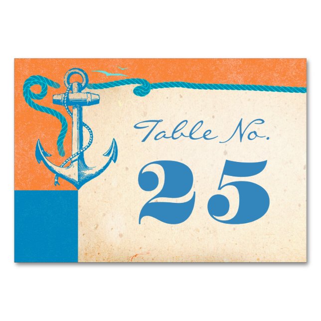 Anchor Nautical Bröllop Bordsnummer Cards (Framsidan)