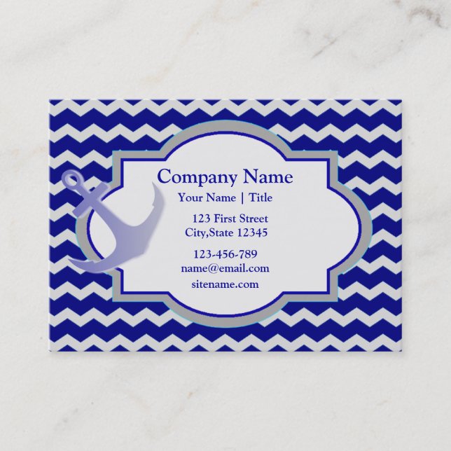 Anchor Nautical Chevron Visitkort (Framsida)