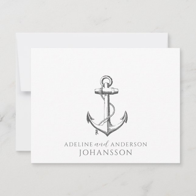 Anchor Nautical Couple Namn Anteckningskort (Framsida)