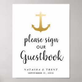 Anchor Nautical Faux Gold Foil | Bröllop-tecken Poster