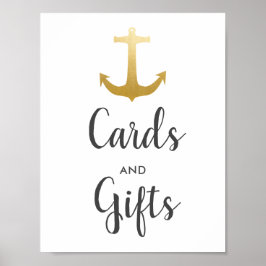 Anchor Nautical Faux Gold Foil | Bröllop-tecken Poster