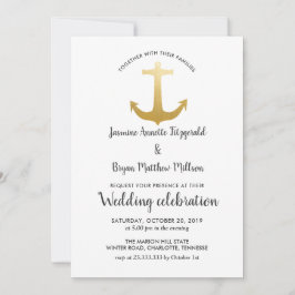 Anchor Nautical Faux Gold Foil| Oceanen Bröllop Inbjudningar