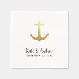 Anchor Nautical Faux Gold Foil | Oceanen Bröllop Pappersservett