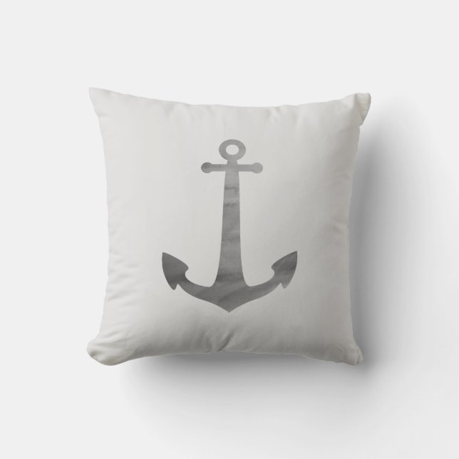 Anchor Nautical Grått Beach Decor Pillow Kudde (Framsida)