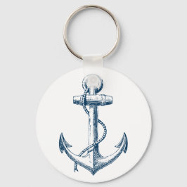 Anchor Nautical Keychain Nyckel Gift Navy Blue Whi Nyckelring