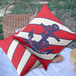 Anchor Nautical Marine Red StripeBeach House Kudde