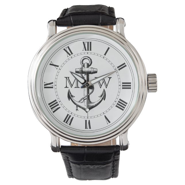 Anchor, Nautical Monogram Armbandsur (Framsida)