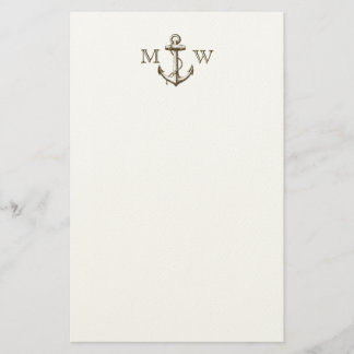 Anchor, Nautical Monogram Brevpapper