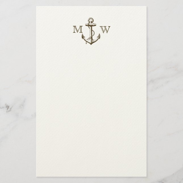 Anchor, Nautical Monogram Brevpapper (Framsida)