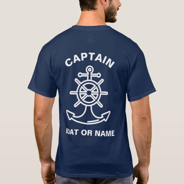 Anchor Nautical Navy Blue Boat Kapten T Shirt (Baksida)