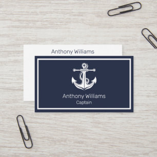 Anchor Nautical Navy Blue Sailor Sailing Visitkort