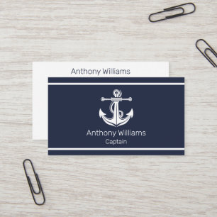 Anchor Nautical Navy Blue Sailor Sailing Visitkort