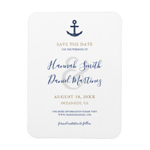 Anchor Nautical Navy Boat Bröllop spara datum Magnet