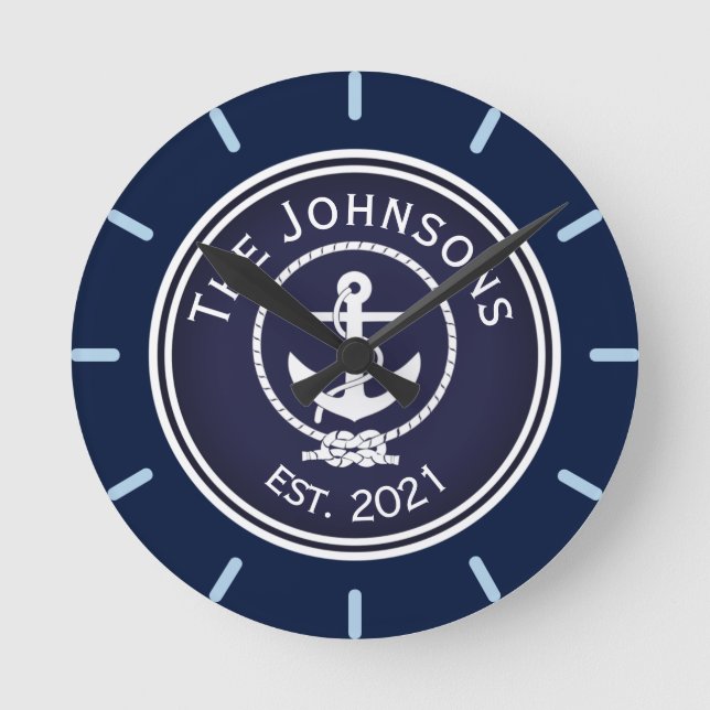 Anchor Nautical Seal   Rund Klocka (Framsida)