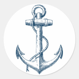 Anchor Nautical Sticker Decor Gift Navy Blue White Runt Klistermärke