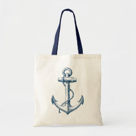 Anchor Nautical Tote Bag Gift Navy Blue White Tygkasse