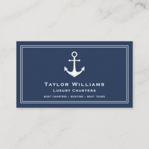 Anchor Nautical Yacht Boat Kapten Blue and White Visitkort