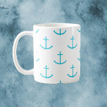 Anchor Nautisk turkos Mönster Kaffemugg<br><div class="desc">Tycker du om nautiskt tema mugg? I mugg finns det ett mönster av turkosbåtankare.</div>
