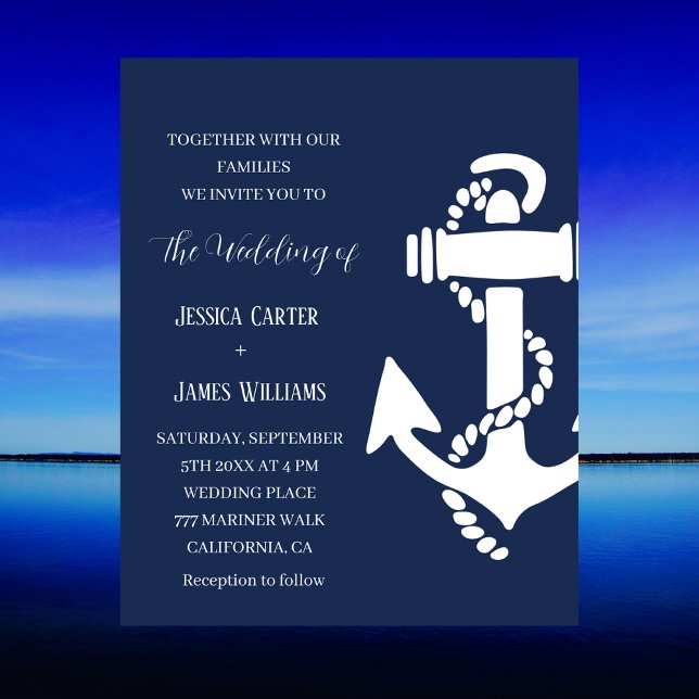 Anchor Navy Blue Nautical Boat Bröllop (Skapare uppladdad)