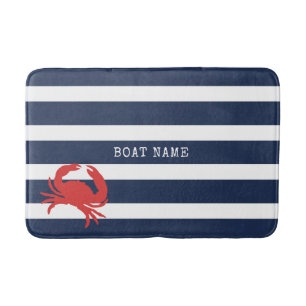 Anchor Navy Blue Rand Red Crab Boat Namn Badrumsmatta