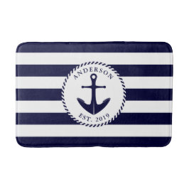 Anchor Navy och White Nautical Bath Mat Badrumsmatta