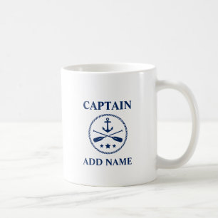 Anchor & Oars med kapten eller Boat Namn Kaffemugg