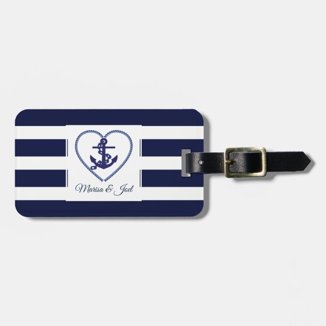 Anchor och Blue Rand Mönster Bagagebricka (Horisontell Framsida)