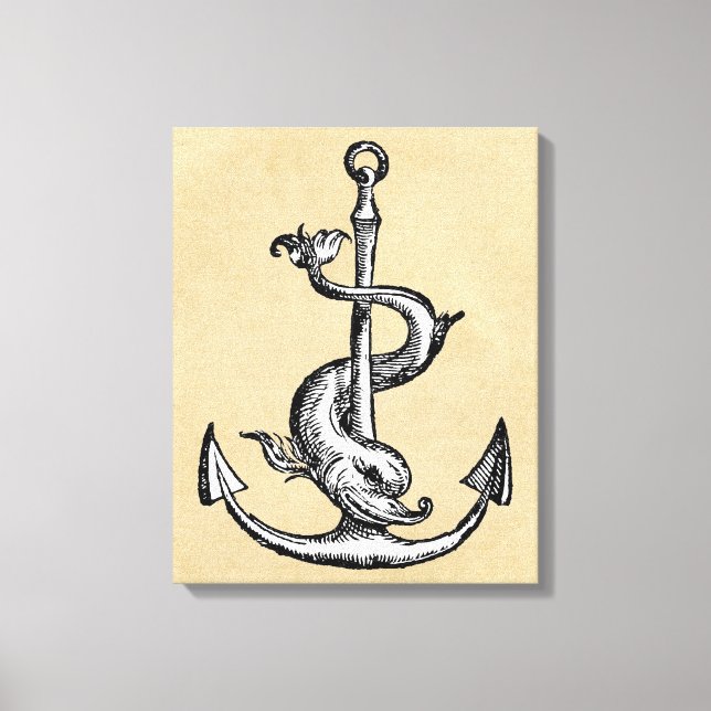 Anchor och Dolphin - Festina Lente Canvastryck (Framsida)