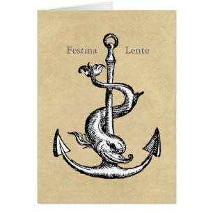 Anchor och Dolphin - Festina Lente Hälsningskort