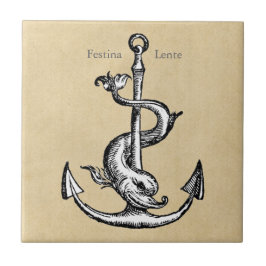 Anchor och Dolphin - Festina Lente Kakelplatta