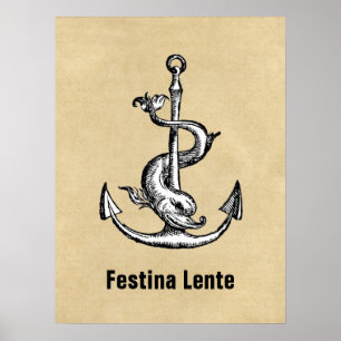 Anchor och Dolphin - Festina Lente Poster