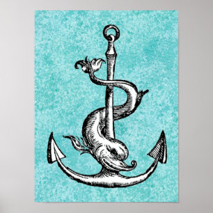 Anchor och Dolphin - Festina Lente Poster