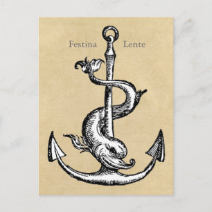 Anchor och Dolphin - Festina Lente Vykort