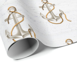 Anchor on Whitewashed Wood Presentpapper